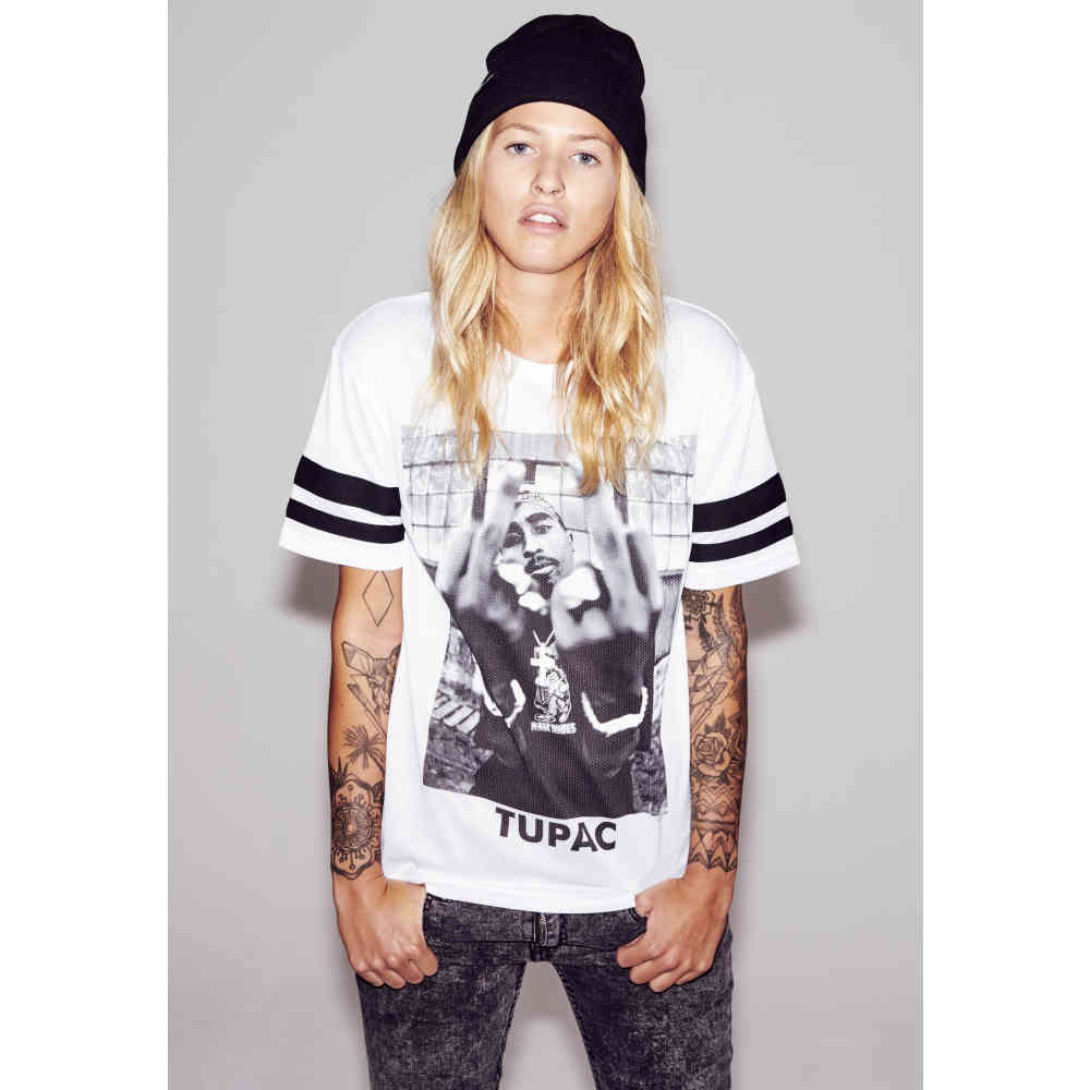 Mister Tee Tupac - 2Pac Stripes Damen T-Shirt - Weiß